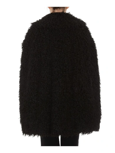 Shop Michael Michael Kors Eco Fur Cape In Black