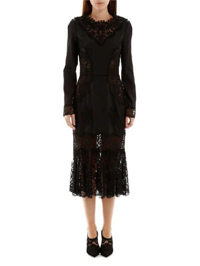 Shop Dolce & Gabbana Satin And Lace Dress In Nero (black)