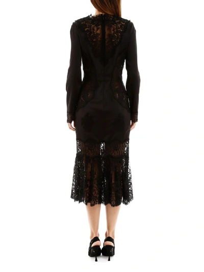 Shop Dolce & Gabbana Satin And Lace Dress In Nero (black)