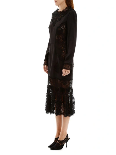 Shop Dolce & Gabbana Satin And Lace Dress In Nero (black)