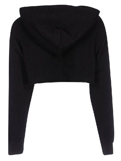 Shop Gcds Cropped Hooded Sweatshirt In Black