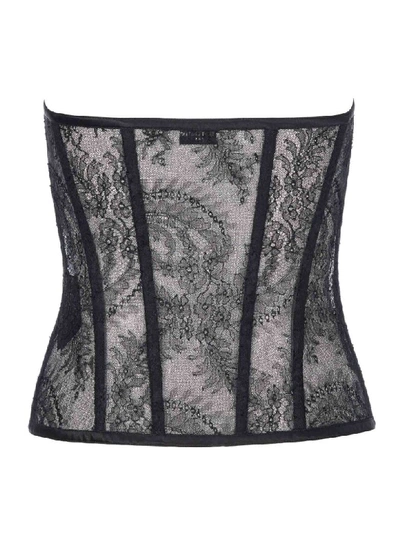 Shop Saint Laurent Lace Bustier Top In Black