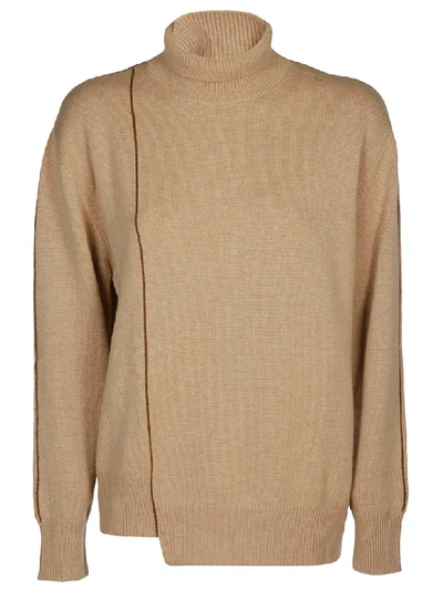 Shop Agnona Roll Neck Sweatshirt In Camel