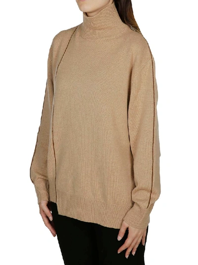 Shop Agnona Roll Neck Sweatshirt In Camel