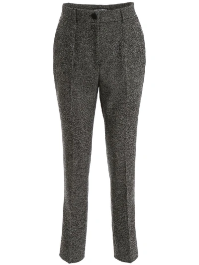 Shop Dolce & Gabbana Tweed Trousers In Fantasia Non Stampa (grey)