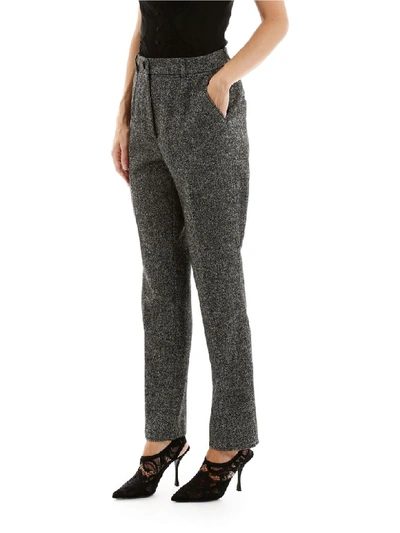 Shop Dolce & Gabbana Tweed Trousers In Fantasia Non Stampa (grey)