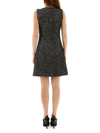 Shop Dolce & Gabbana Tweed Mini Dress In Fantasia (black)