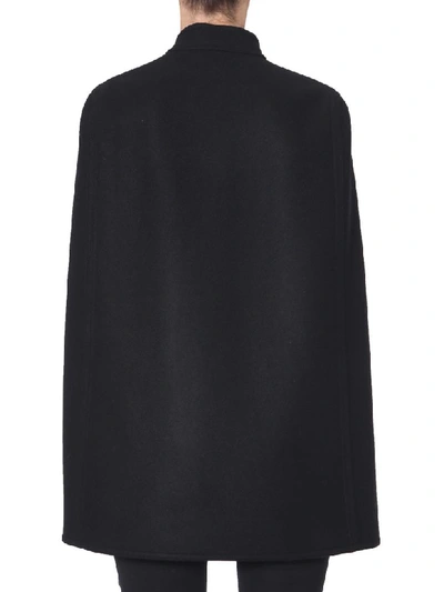 Shop Saint Laurent Hooded Cloak In Noir