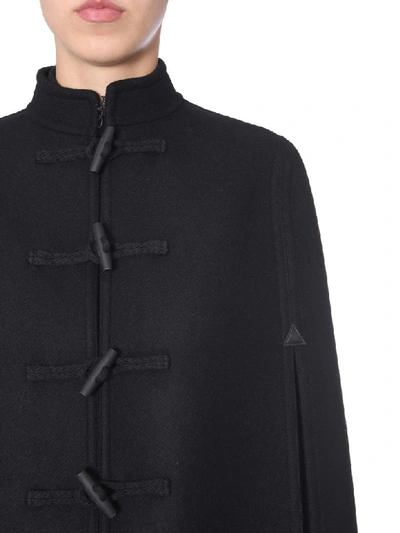 Shop Saint Laurent Hooded Cloak In Noir