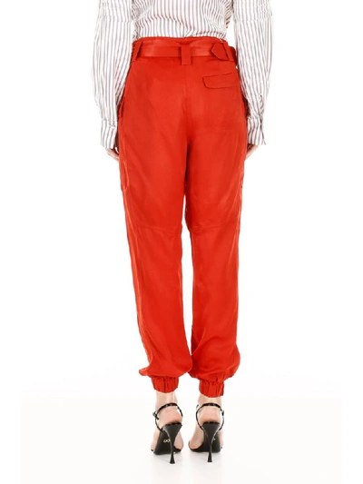 Shop Self-portrait Cargo Trousers In Rust (red)