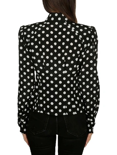 Shop Dolce & Gabbana Pussy Bow Shirt In Black White