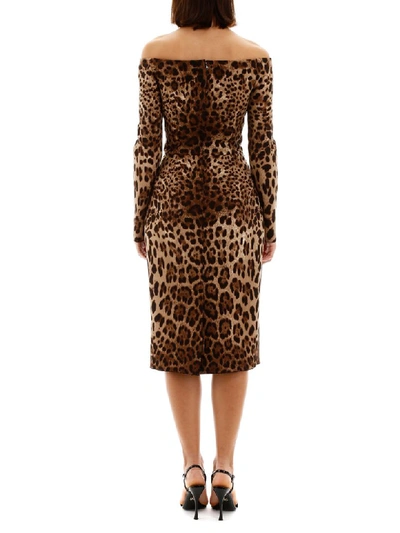 Shop Dolce & Gabbana Animalier Midi Dress In Leo New (brown)