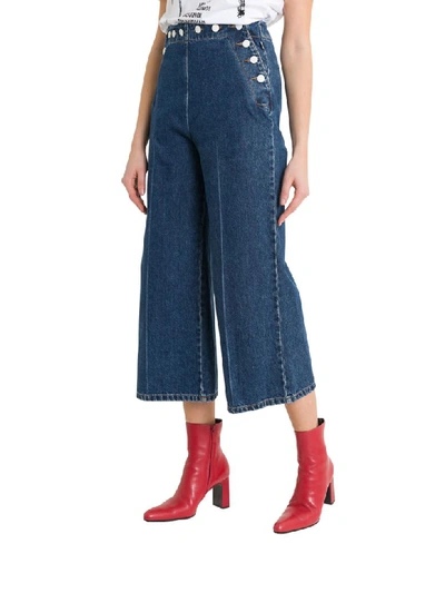 Shop Msgm Wide-leg Cropped Jeans In Denim