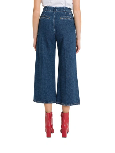 Shop Msgm Wide-leg Cropped Jeans In Denim