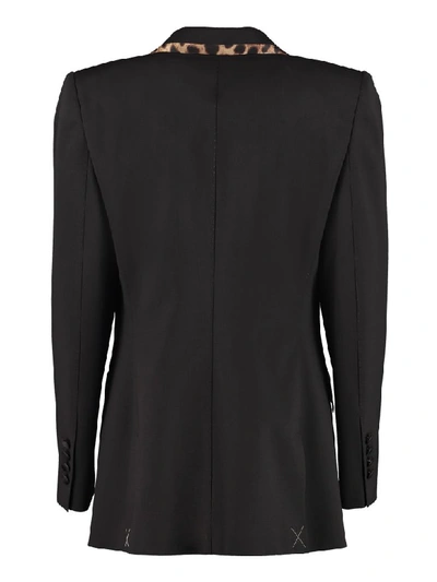 Shop Dolce & Gabbana Contrast Trim Wool Blazer In Black