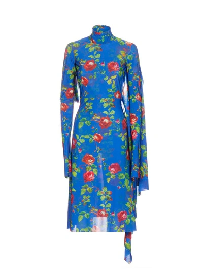 Shop Vetements Dress In Blue Flowers