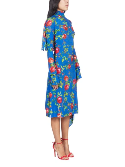 Shop Vetements Dress In Blue Flowers