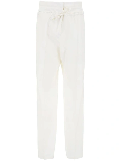 Shop Jil Sander Drawstring Trousers In White (white)