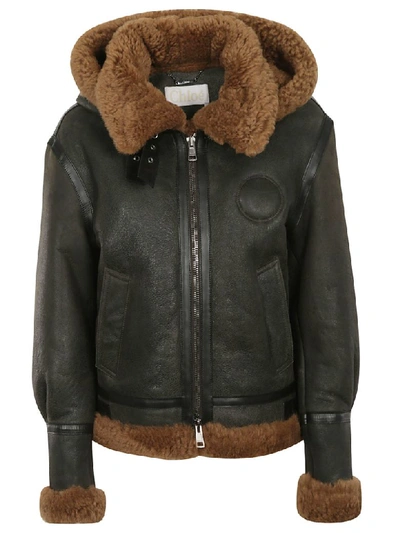 Shop Chloé Fur Zipped Jacket In Brown/green