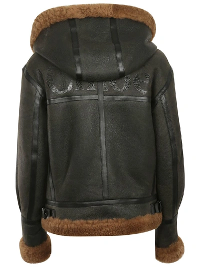 Shop Chloé Fur Zipped Jacket In Brown/green