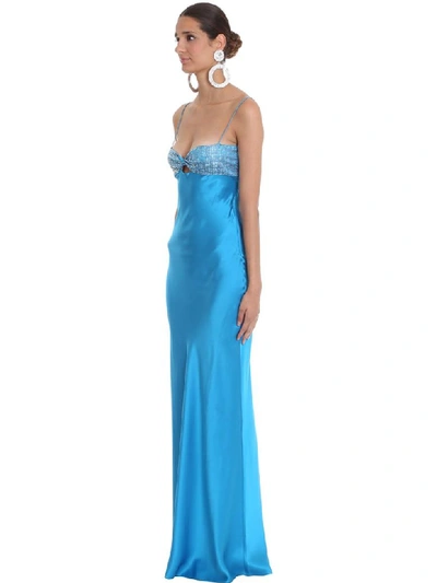 Shop Alessandra Rich Dress In Blue Silk