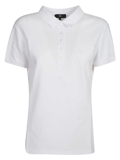 Shop Fay Embroidered Logo Polo Shirt In Bianco
