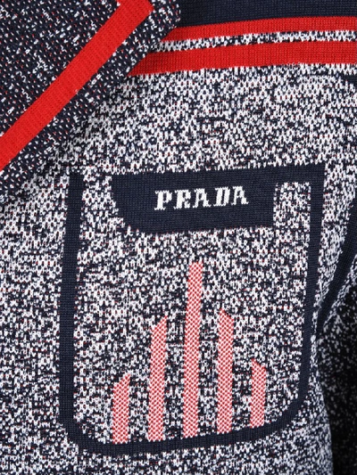 Shop Prada Technical Mouliné Jacquard Jacket In Blue + Red