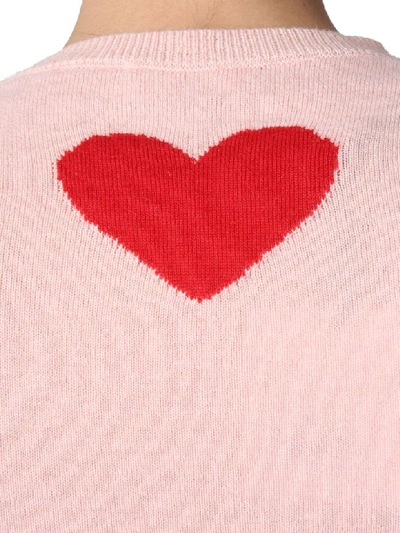 Shop Red Valentino Sweater With Hearts Inlays In Rosa