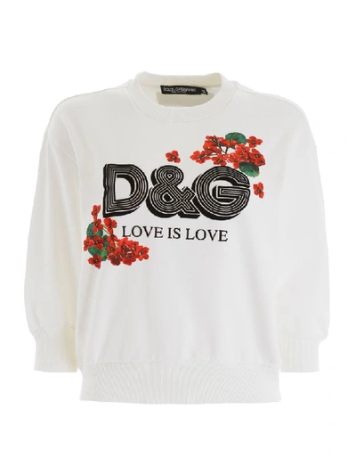 Shop Dolce & Gabbana Love Is Love Sweatshirt In Bianco Ottico (white)