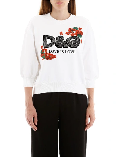 Shop Dolce & Gabbana Love Is Love Sweatshirt In Bianco Ottico (white)