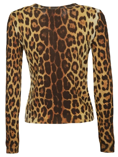 Shop Moschino Leopard Printed Cardigan In Multicolor