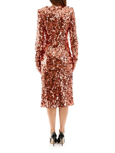 Shop Dolce & Gabbana Sequined Dress In Rame (red)