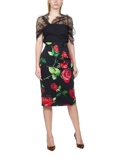 Shop Dolce & Gabbana Skirt In Rose Fdo Nero
