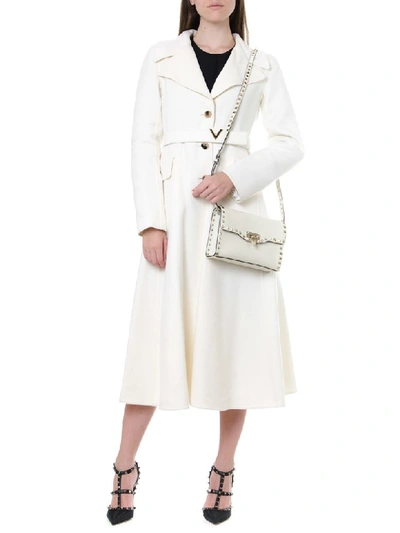 Shop Valentino Ivory Cashmere Coat With V Belt