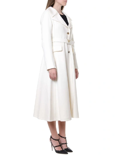 Shop Valentino Ivory Cashmere Coat With V Belt