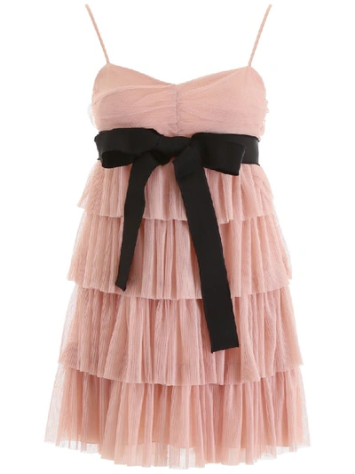 Shop Red Valentino Layered Tulle Mini Skirt In Nude (pink)