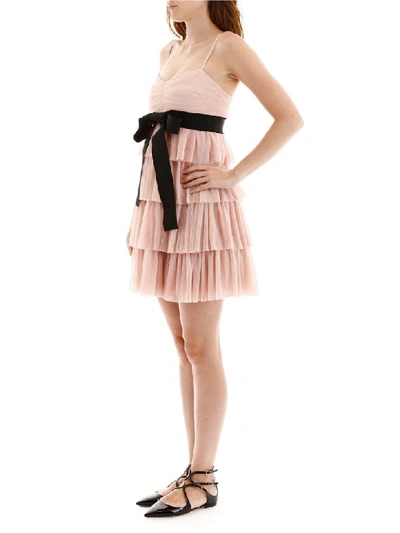 Shop Red Valentino Layered Tulle Mini Skirt In Nude (pink)