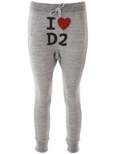 Shop Dsquared2 I Love D2 Joggers In Grey Melange (grey)