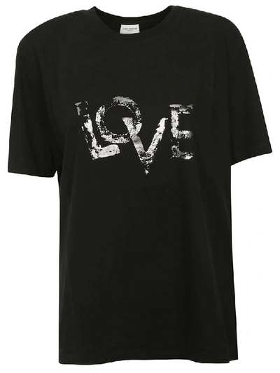Shop Saint Laurent Love T-shirt In Black/silver