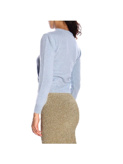 Shop Alberta Ferretti Crew-neck Pullover With Lurex Embroidery Help Me In Gnawed Blue