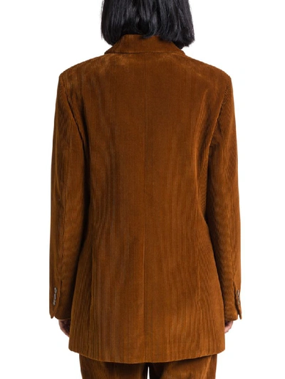 Shop Alberta Ferretti Corduroy Double Breasted Blazer In Marrone