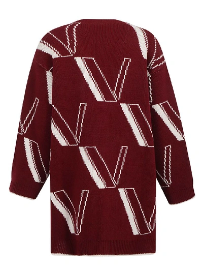 Shop Valentino Cardigan In Red Wine