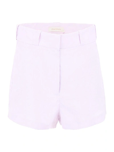 Shop Zimmermann Linen Shorts In Lavender (purple)