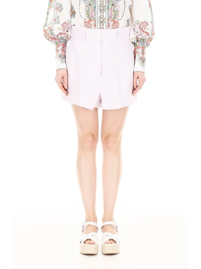 Shop Zimmermann Linen Shorts In Lavender (purple)