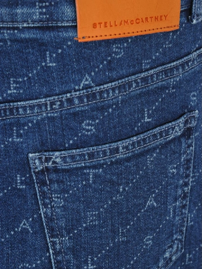 Shop Stella Mccartney Logo Print Denim Skirt In Blue Monogramme