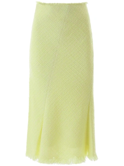 Shop Alexander Wang Tweed Midi Skirt In Highlighter (yellow)