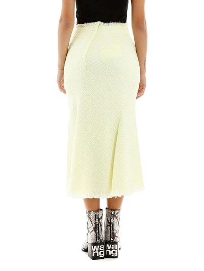Shop Alexander Wang Tweed Midi Skirt In Highlighter (yellow)