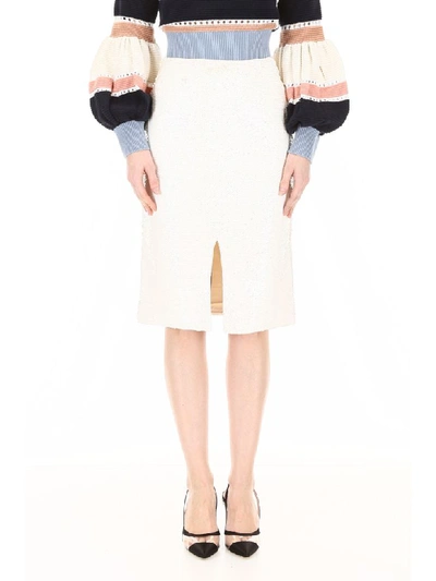 Shop Ganni Sequins Skirt In Egret (beige)