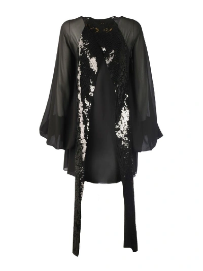 Shop Saint Laurent Sequin Embroidered Dress In Noir
