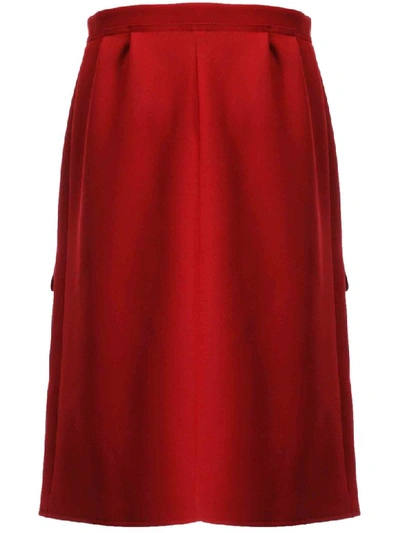 Shop Chloé Front Slit Detail Skirt In Past Red